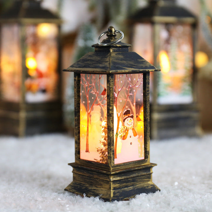 Kerstlantaarn met dwarrelende glitters en kleurwisselende led