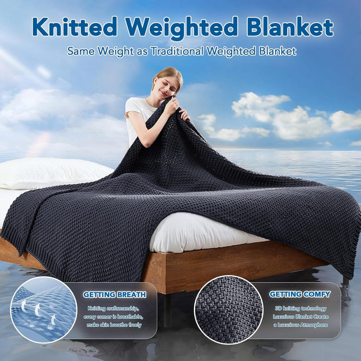 Knus comfort gebreid verzwaard deken – ademend koelend microvezel
