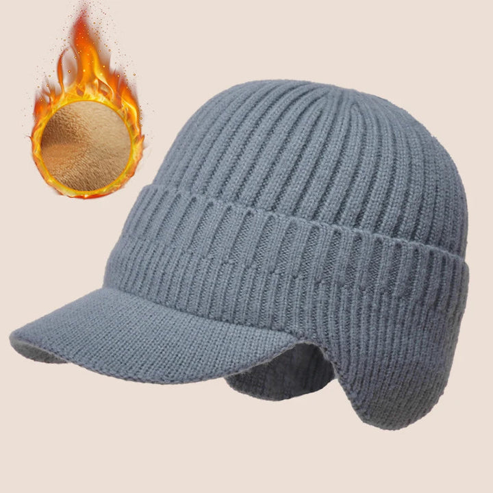 Gebreide wintermuts heren met oorflappen en klep