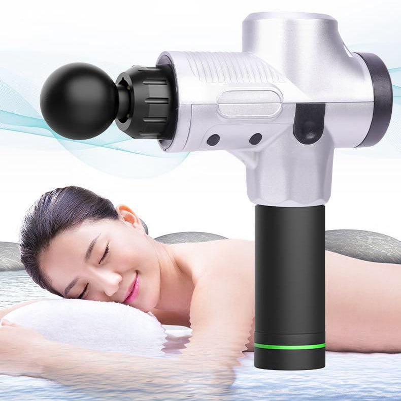 Massagegun met zes opzetstukken en LCD-touchscreen