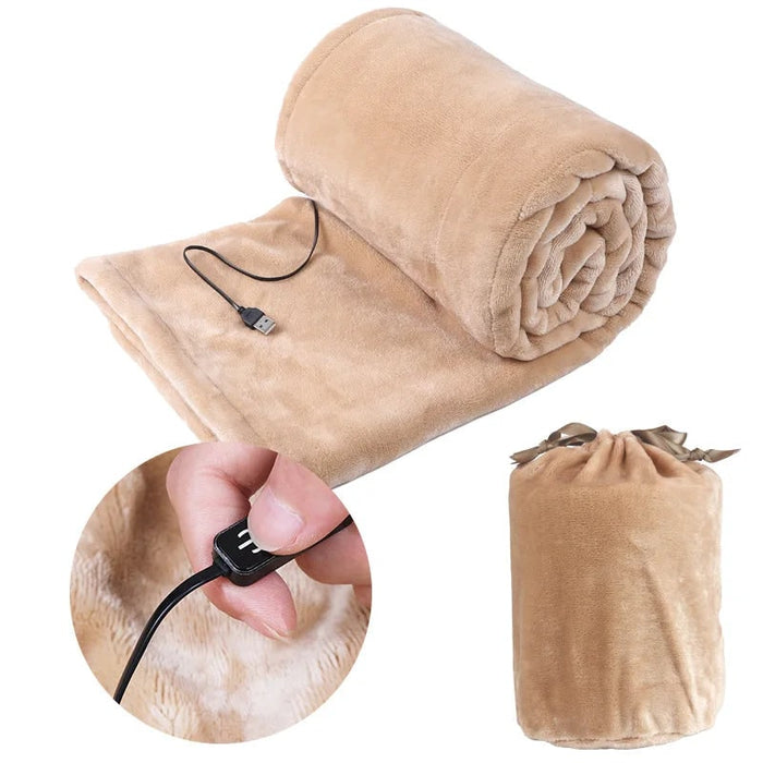 Hollevo™ Zachte fleece warmtedeken op USB met drukknopbediening