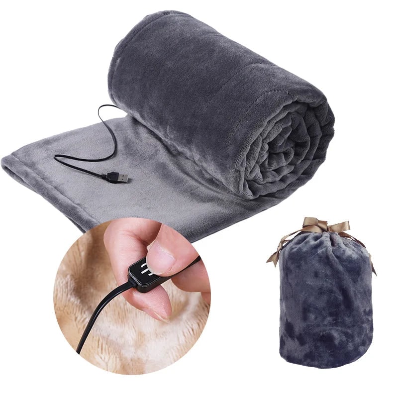 Verwarmde deken en energiezuinig elektrisch met USB voeding en pluche fleece