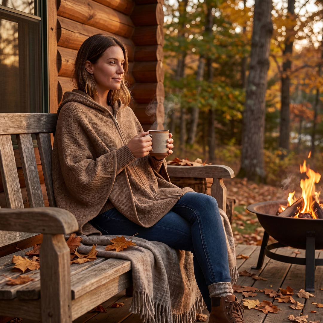 Hollevo™ Verwarmde omslagdoek met capuchon, rits en USB-warmte