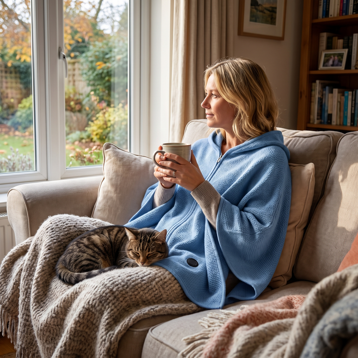 Hollevo™ Verwarmde omslagdoek met capuchon, rits en USB-warmte