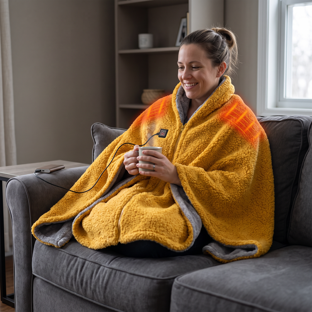 Hollevo™ USB-warmtedeken van sherpa en nepbont met 3 standen