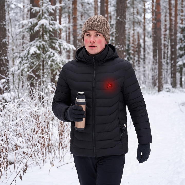Verwarmde jas unisex met 9 warmtezones en afneembare capuchon – Hollevo™