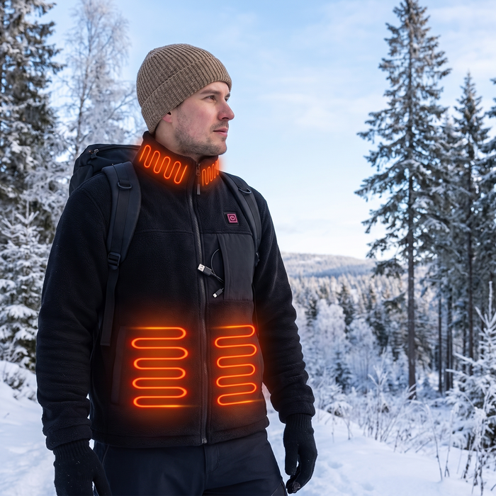 Hollevo™ Verwarmde fleecejas met 4 warmtezones en USB-voeding
