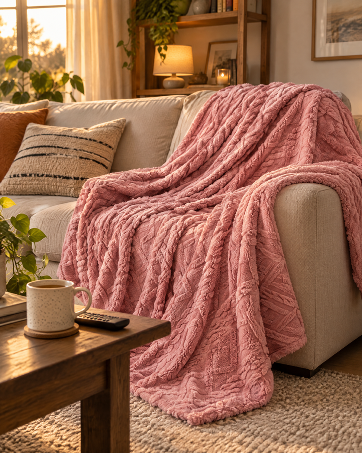 Pluizige plaid van flanel fleece, licht maar echt warm