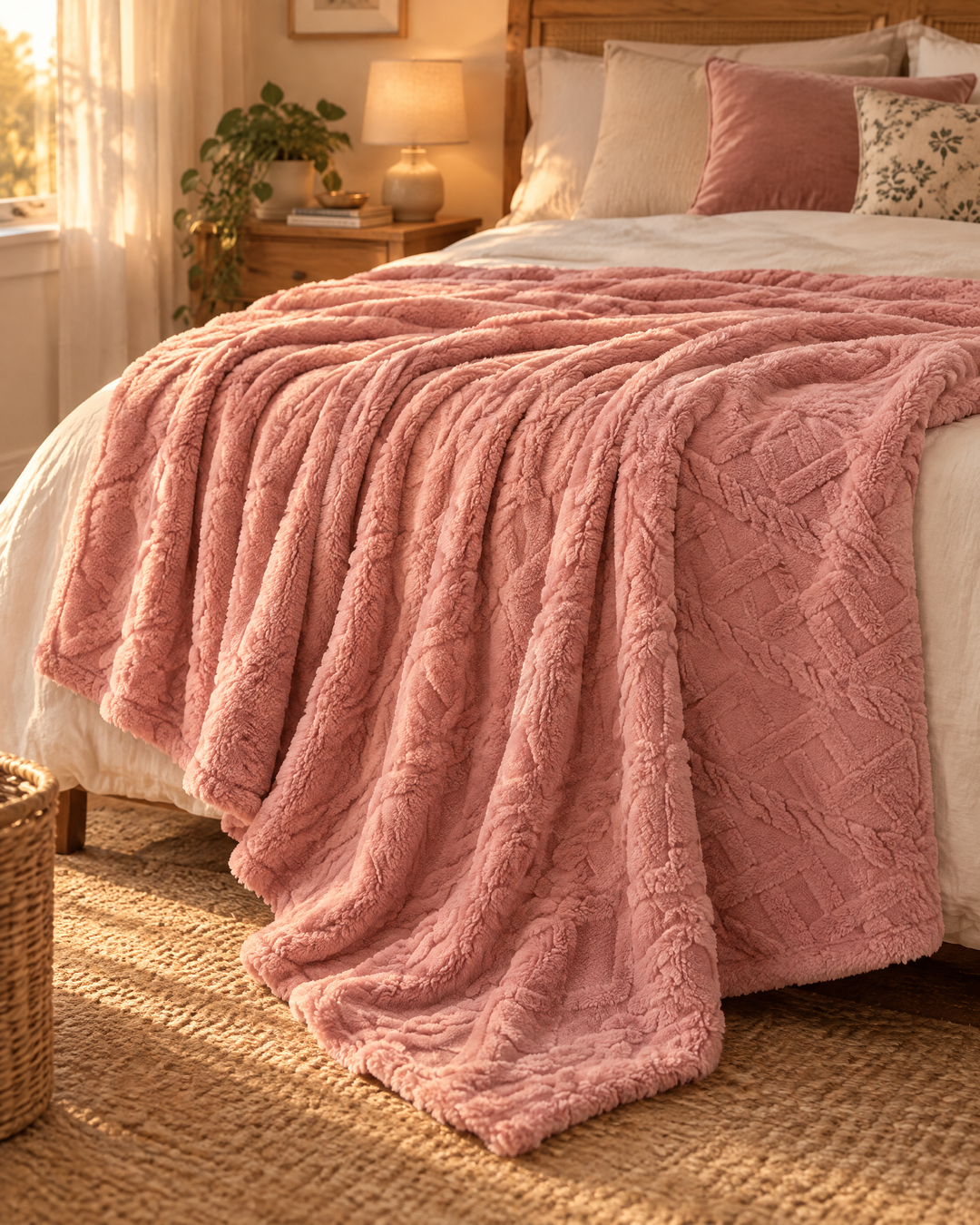 Pluizige plaid van flanel fleece, licht maar echt warm