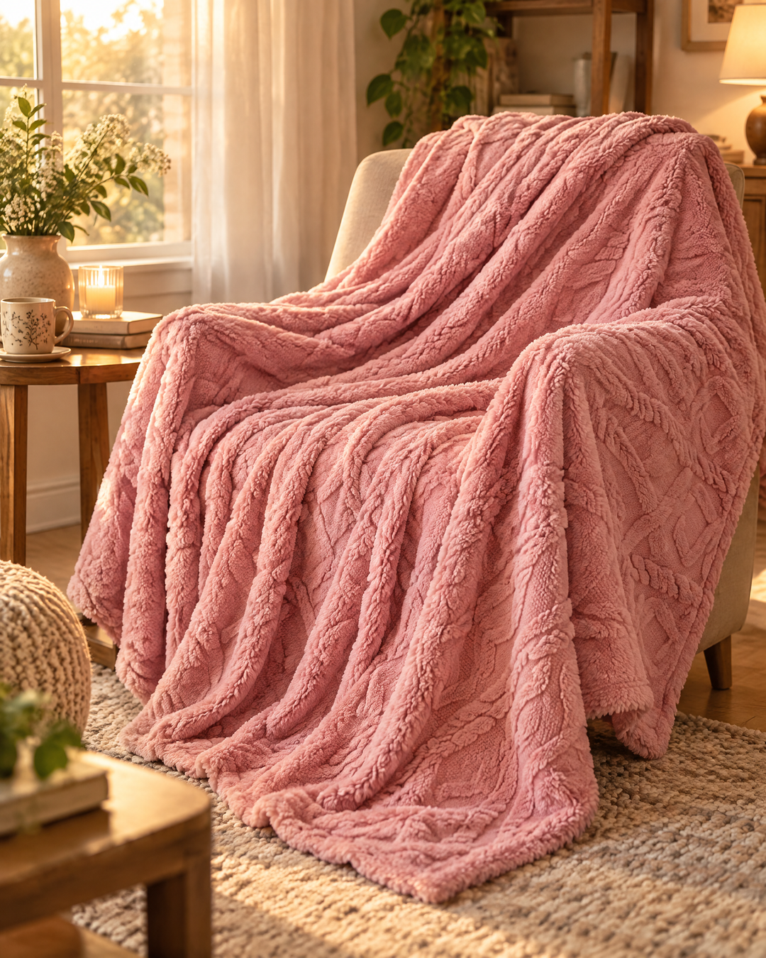 Pluizige plaid van flanel fleece, licht maar echt warm