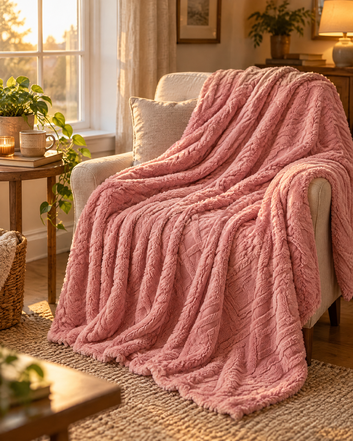 Pluizige plaid van flanel fleece, licht maar echt warm
