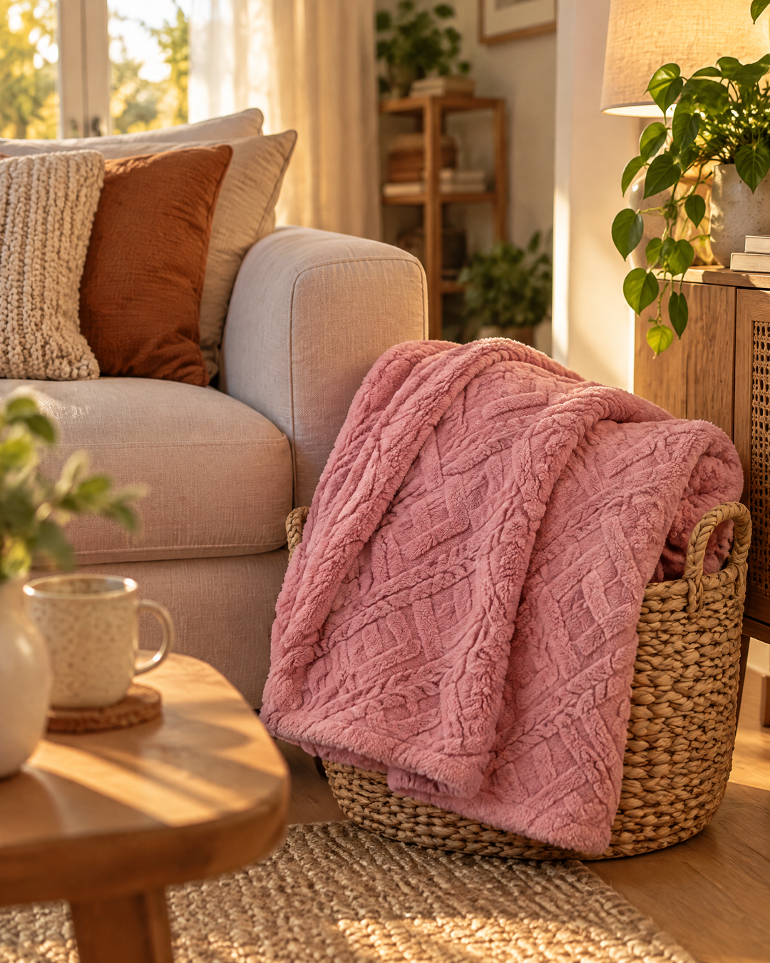 Pluizige plaid van flanel fleece, licht maar echt warm