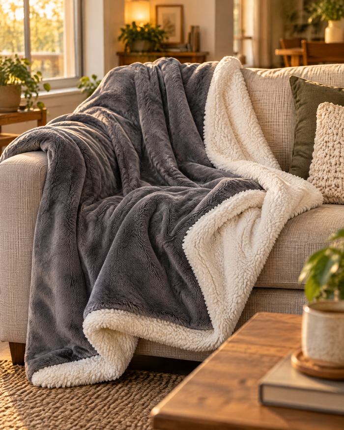 Hollevo™ Omkeerbare plaid van fluweelzachte fleece en sherpa