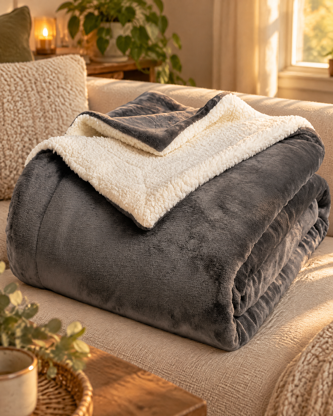 Hollevo™ Omkeerbare plaid van fluweelzachte fleece en sherpa