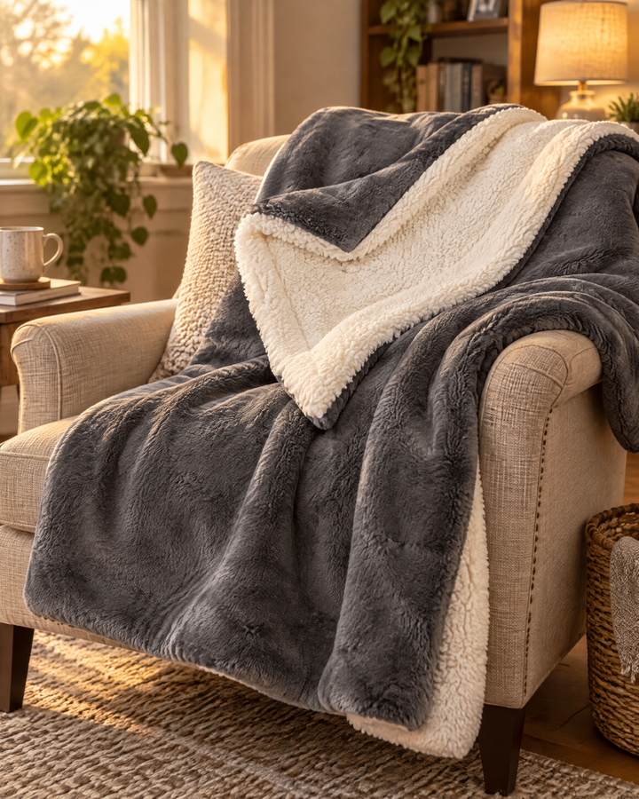 Hollevo™ Omkeerbare plaid van fluweelzachte fleece en sherpa