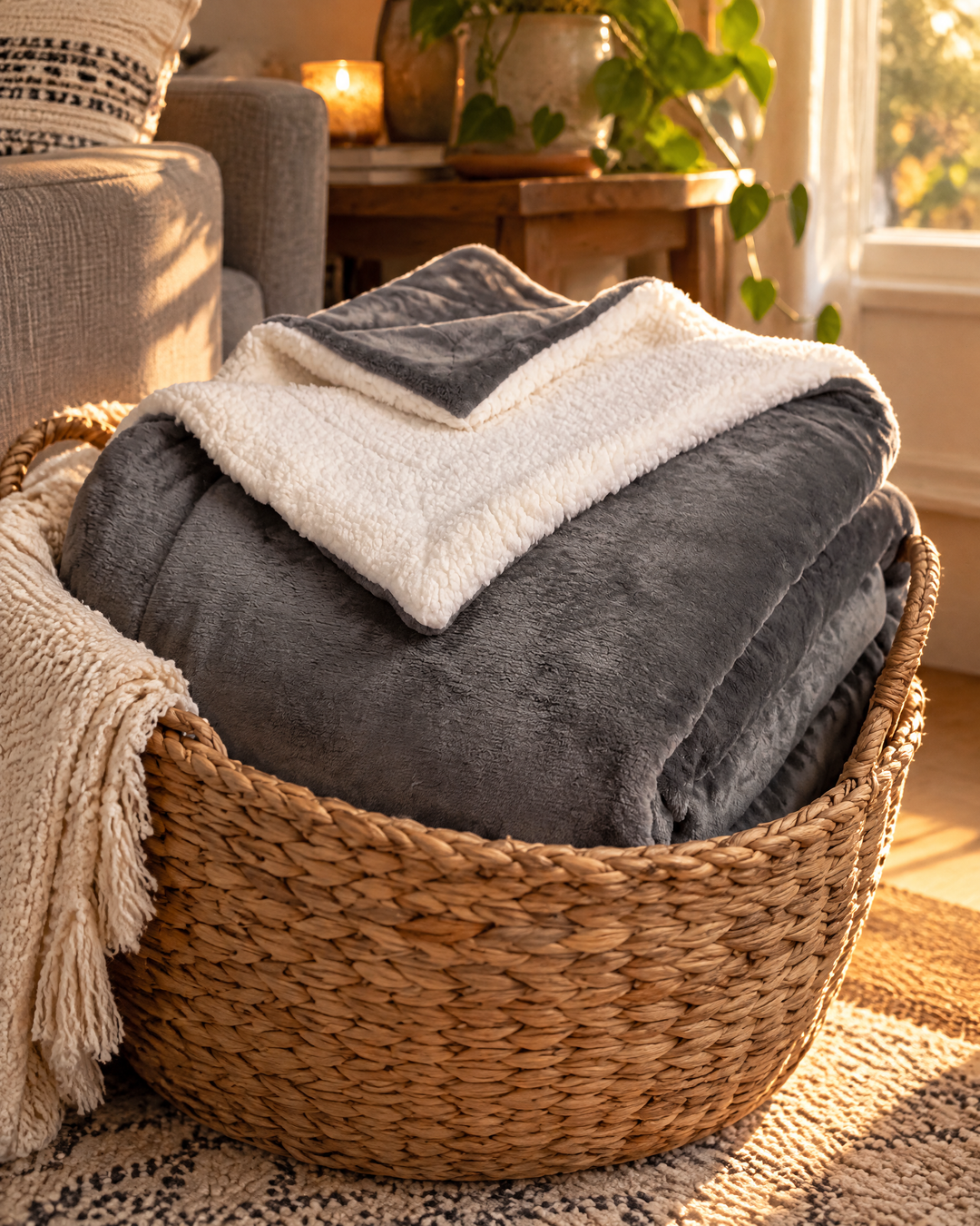 Hollevo™ Omkeerbare plaid van fluweelzachte fleece en sherpa