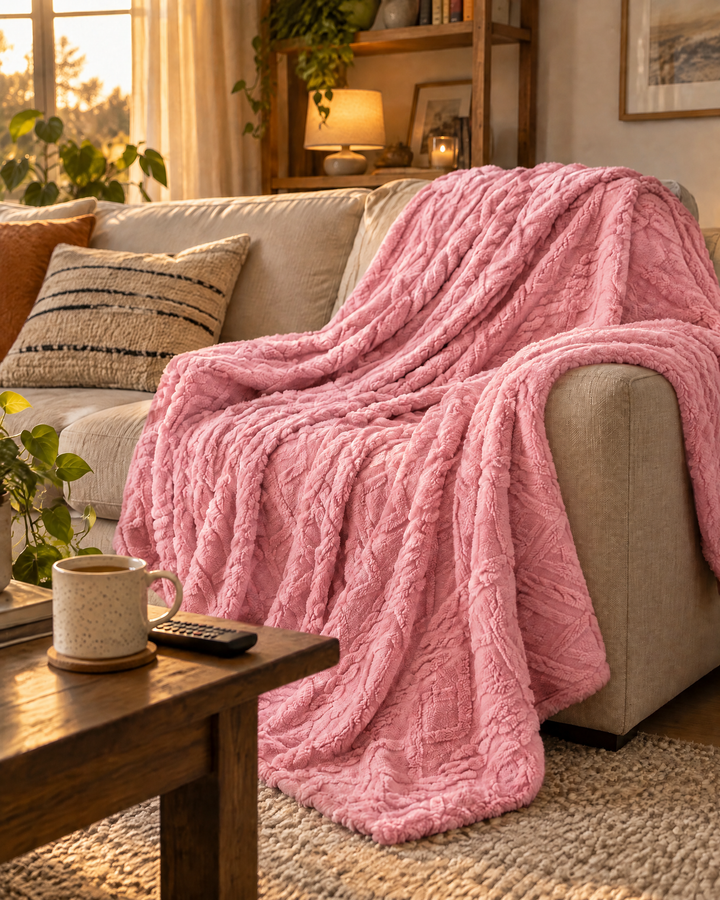 Pluizige plaid van flanel fleece, licht maar echt warm