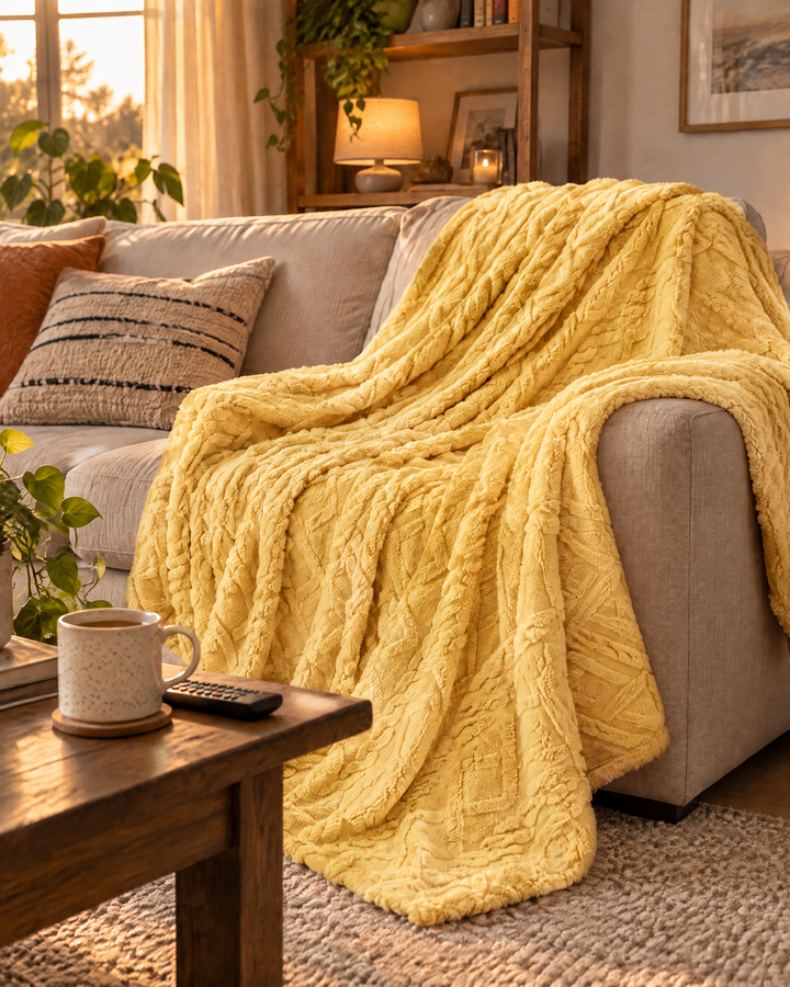 Pluizige plaid van flanel fleece, licht maar echt warm