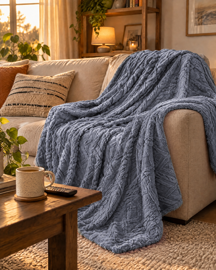 Pluizige plaid van flanel fleece, licht maar echt warm