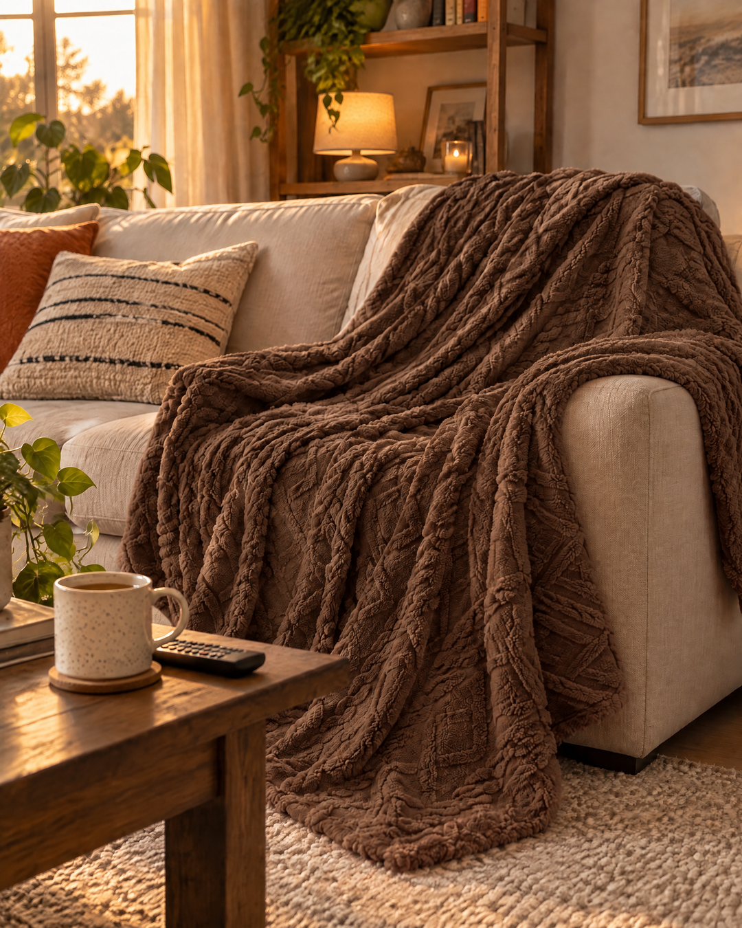 Pluizige plaid van flanel fleece, licht maar echt warm