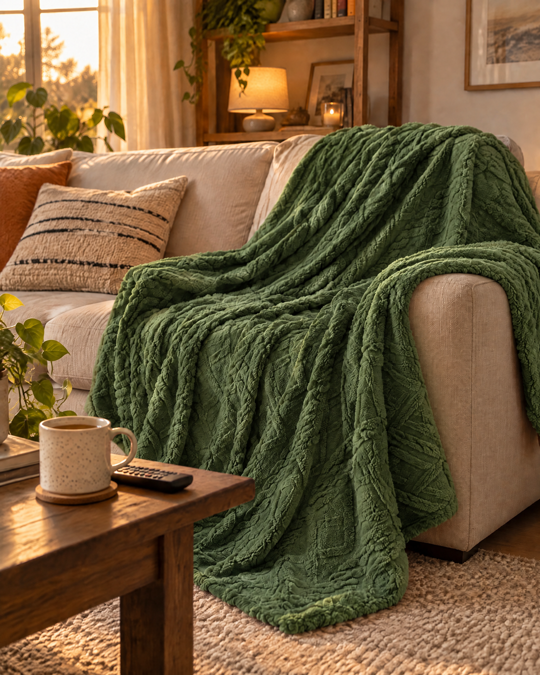 Pluizige plaid van flanel fleece, licht maar echt warm