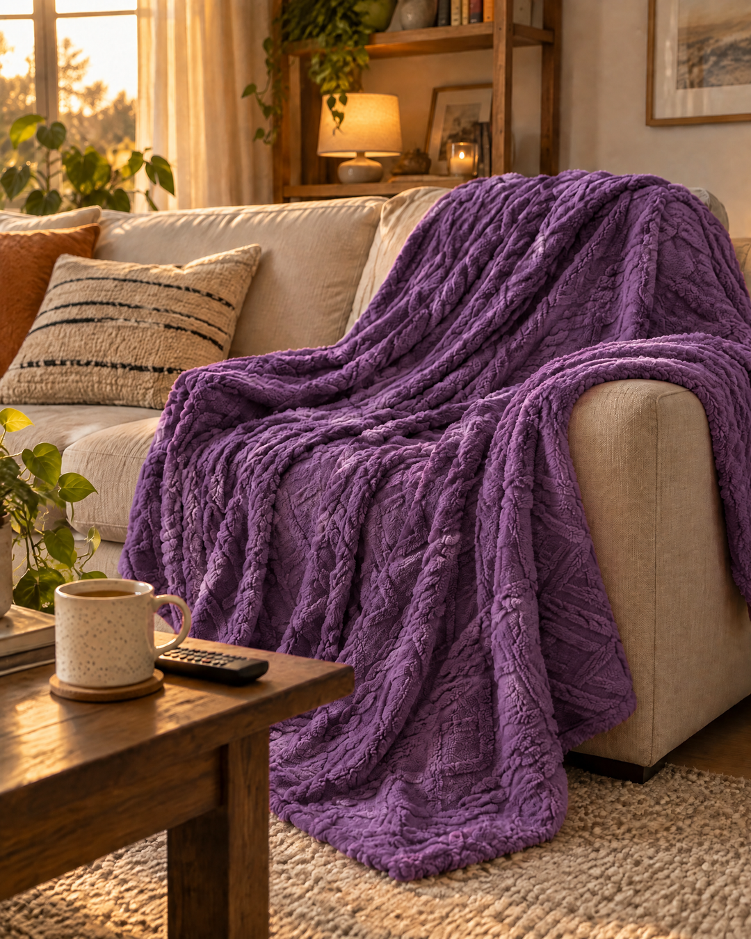 Pluizige plaid van flanel fleece, licht maar echt warm