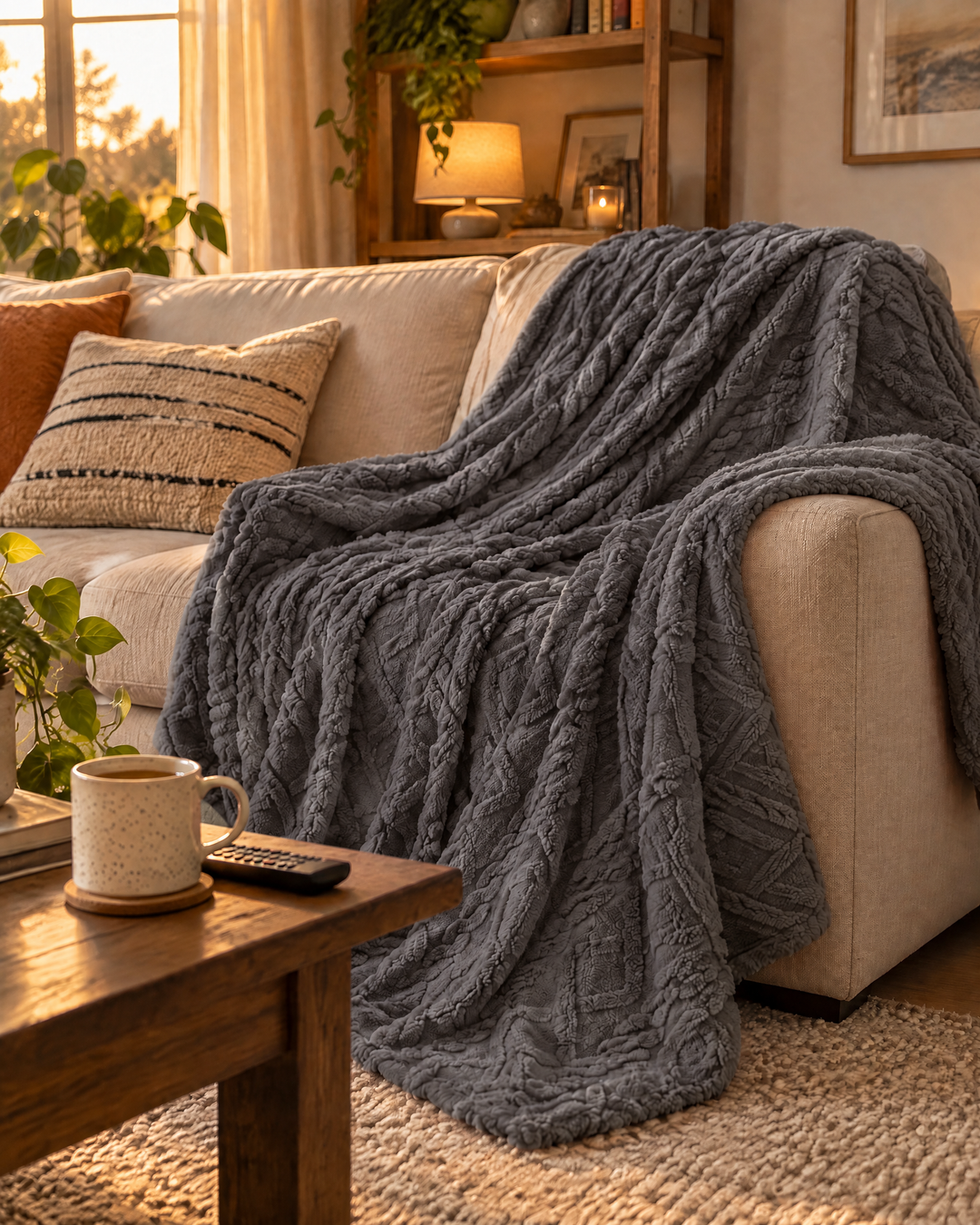 Pluizige plaid van flanel fleece, licht maar echt warm