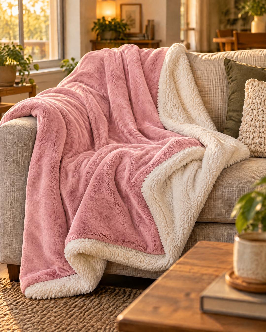 Hollevo™ Omkeerbare plaid van fluweelzachte fleece en sherpa