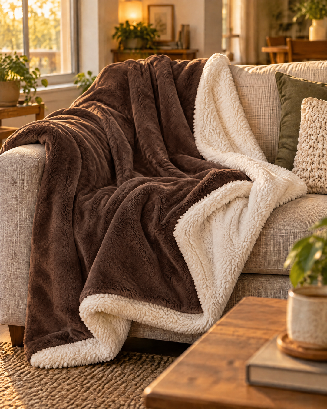 Hollevo™ Omkeerbare plaid van fluweelzachte fleece en sherpa
