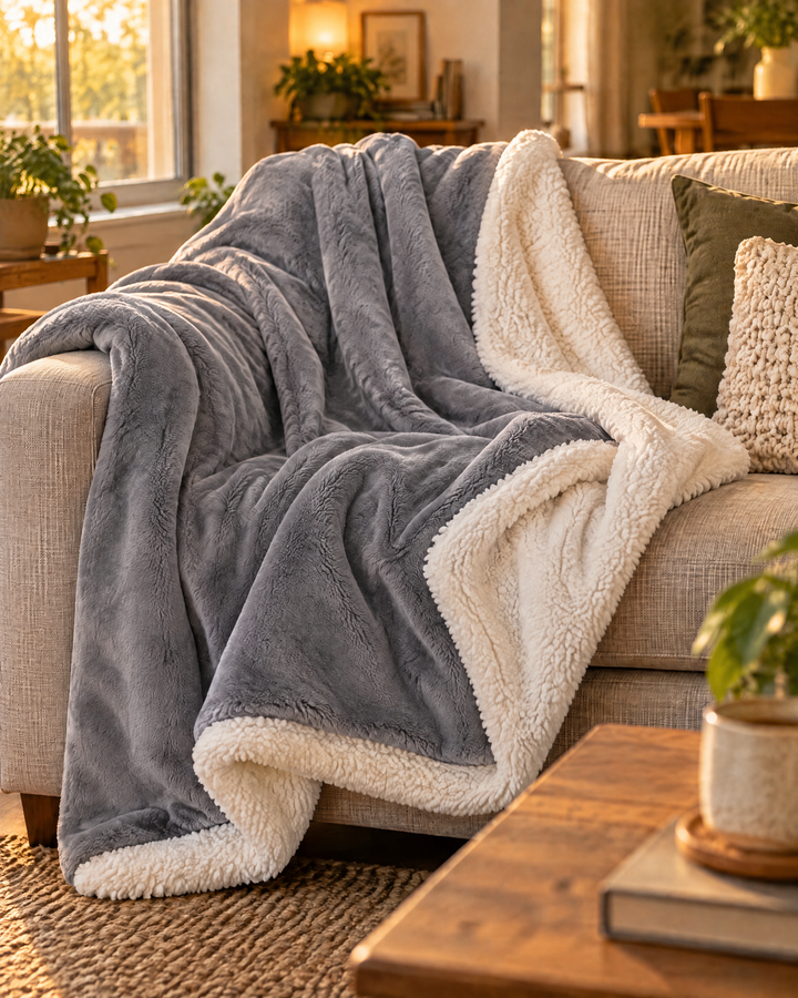 Hollevo™ Omkeerbare plaid van fluweelzachte fleece en sherpa