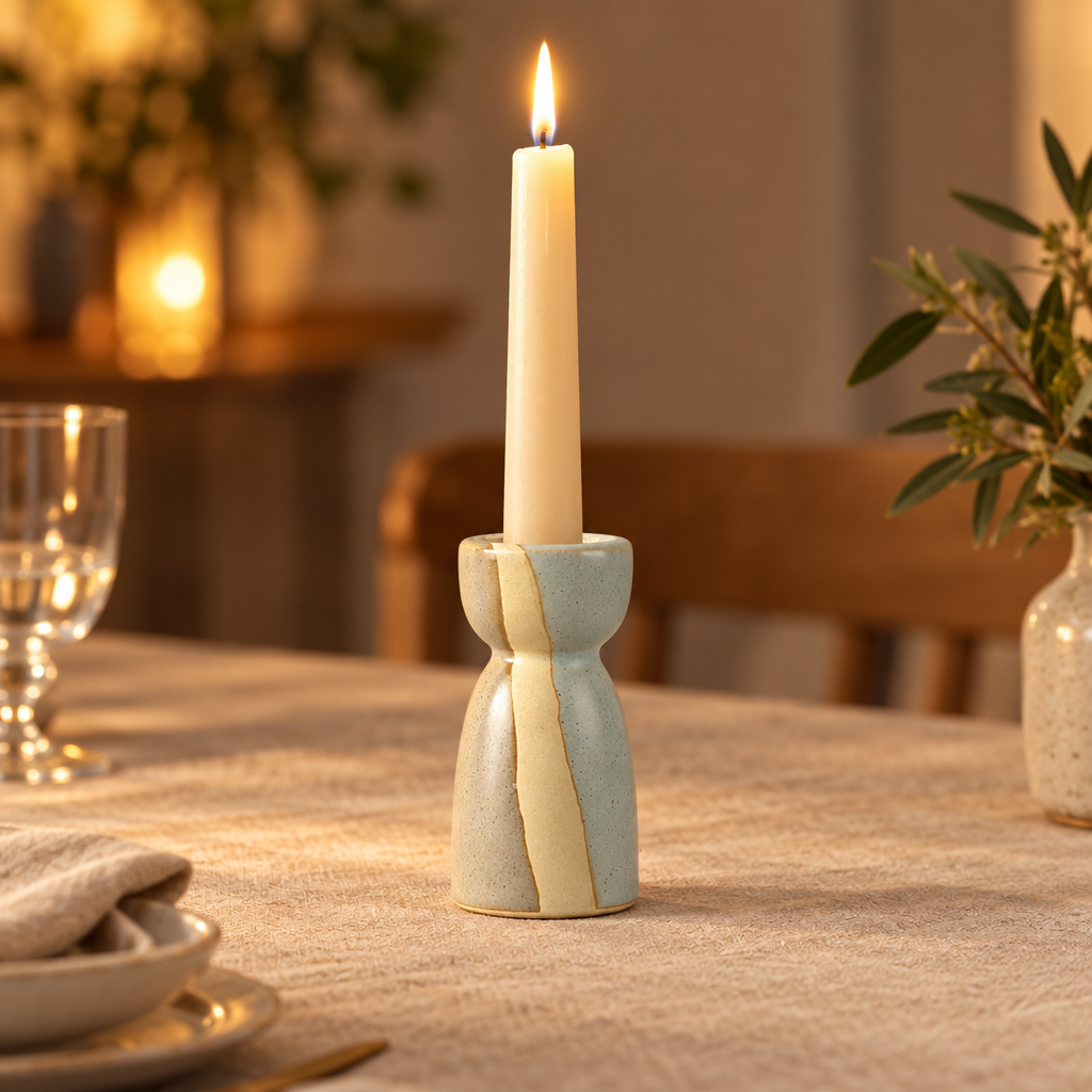 Keramische kandelaar voor dinerkaarsen in Scandinavische vorm