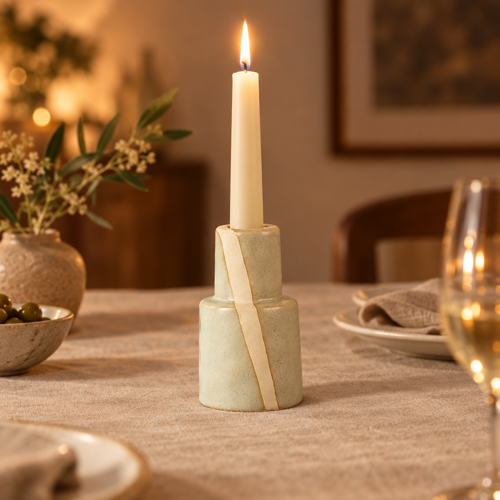 Keramische kandelaar voor dinerkaarsen in Scandinavische vorm