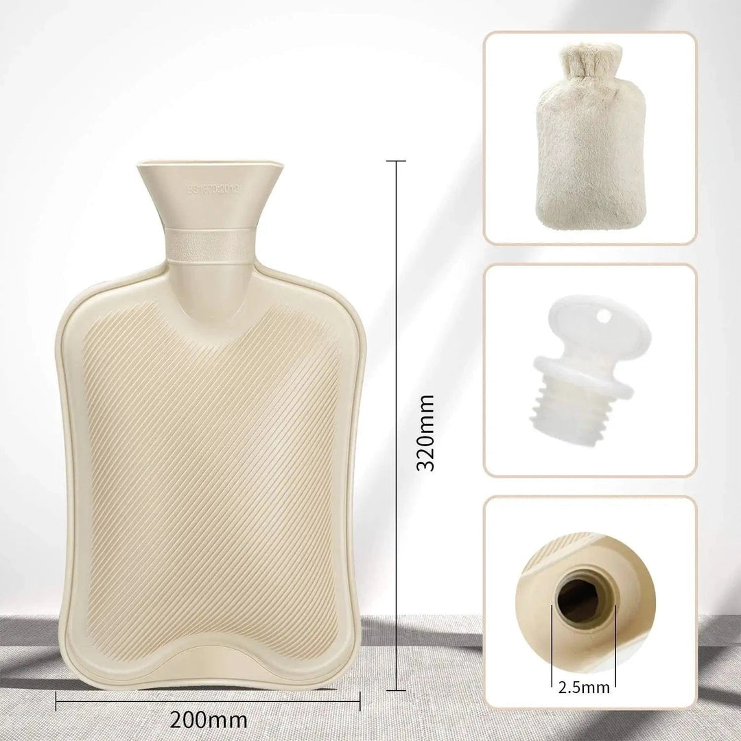 Hollevo™ Kruik met afneembare pluche hoes en ribbelrubber