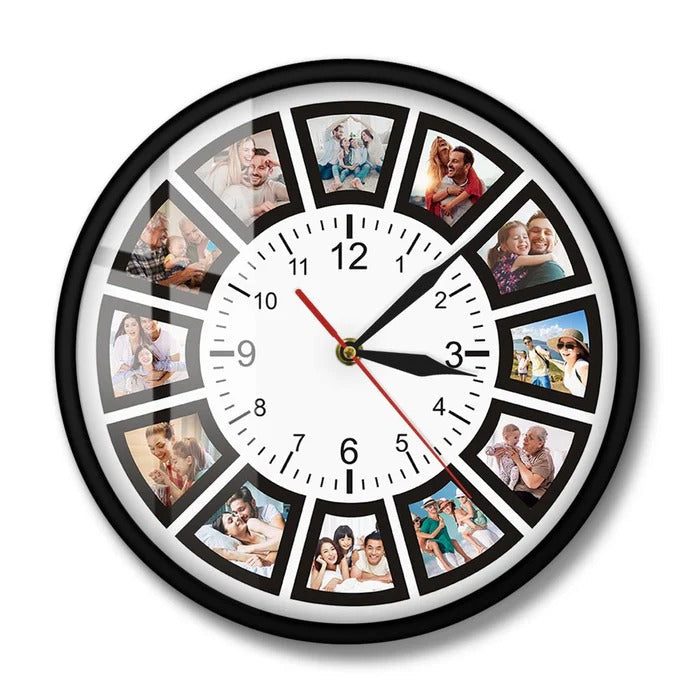 Hollevo™ Gepersonaliseerde wandklok met fotocollage voor 12 foto&