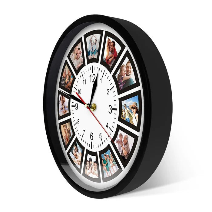 Hollevo™ Gepersonaliseerde wandklok met fotocollage voor 12 foto&