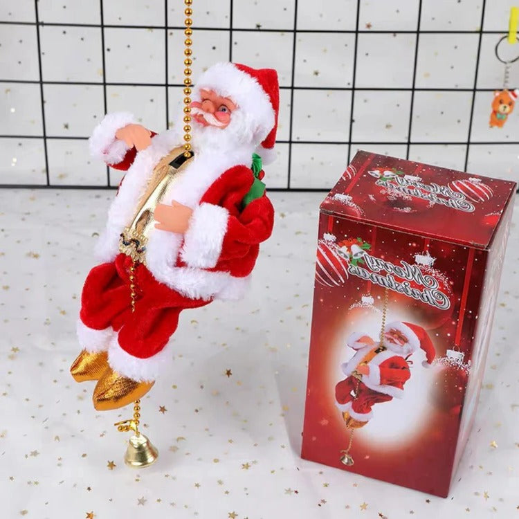 Klimmende kerstman met licht en muziek – bewegende kerstdecoratie