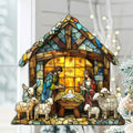 Hollevo™ Raamhanger met kerststalmotief die het licht vangt