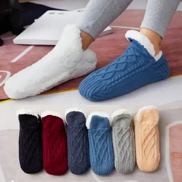 Thermosokken met fleecevoering en siliconen antislip noppen