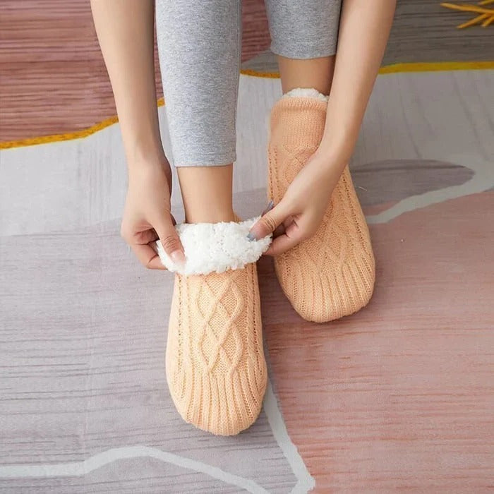 Thermosokken met fleecevoering en siliconen antislip noppen