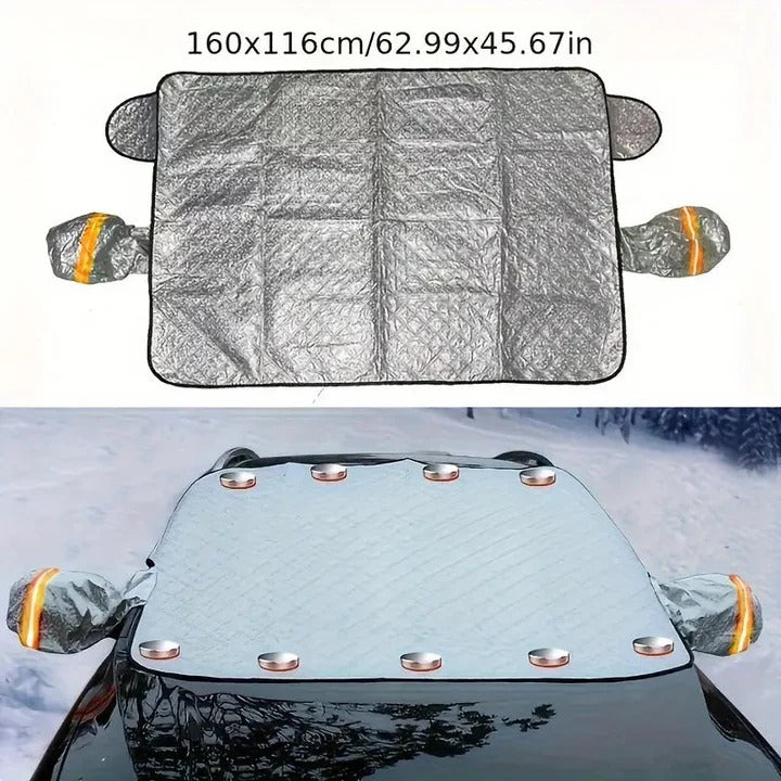 Hollevo™ Magnetische vorstdeken voor de voorruit met spiegelhoezen
