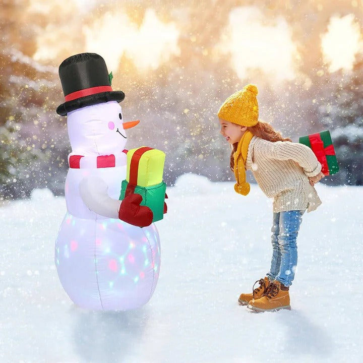 5ft opblaasbaar sneeuwpop buiten decoratie, draaibaar LED-lampjes, kerst blow omhoog tuin decoratie, weerbestendig