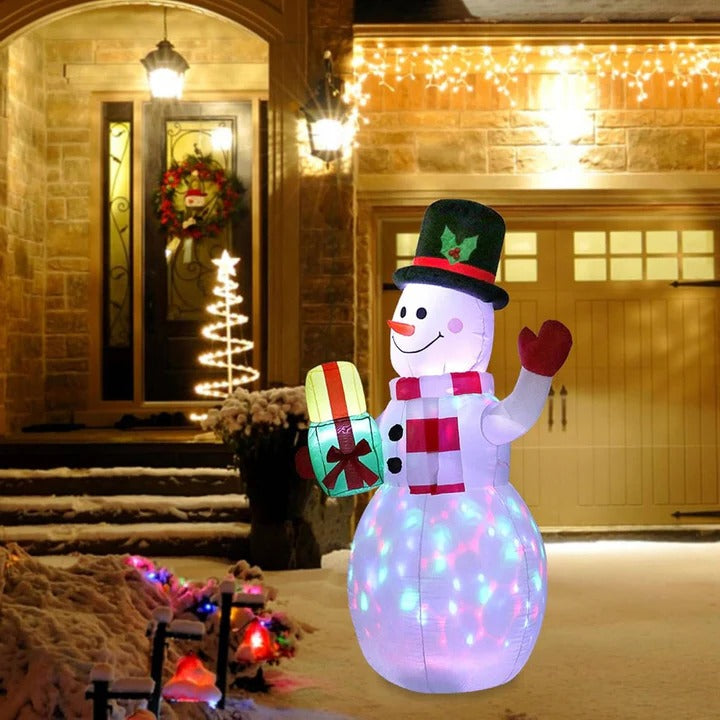 5ft opblaasbaar sneeuwpop buiten decoratie, draaibaar LED-lampjes, kerst blow omhoog tuin decoratie, weerbestendig