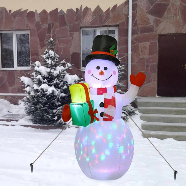 5ft opblaasbaar sneeuwpop buiten decoratie, draaibaar LED-lampjes, kerst blow omhoog tuin decoratie, weerbestendig
