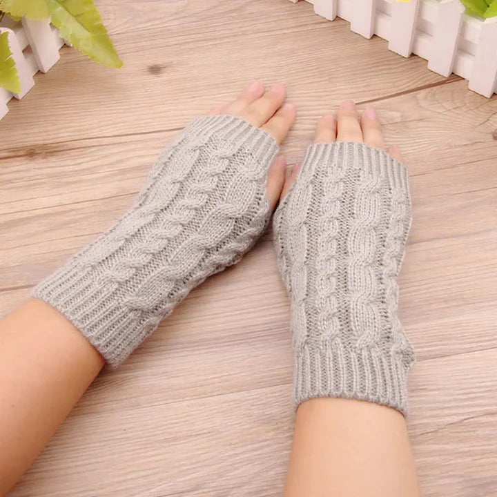 Womens gebreid vingerloos handschoenen, fleece gevoerd thermisch hand verwarmers met langdurig pols manchet