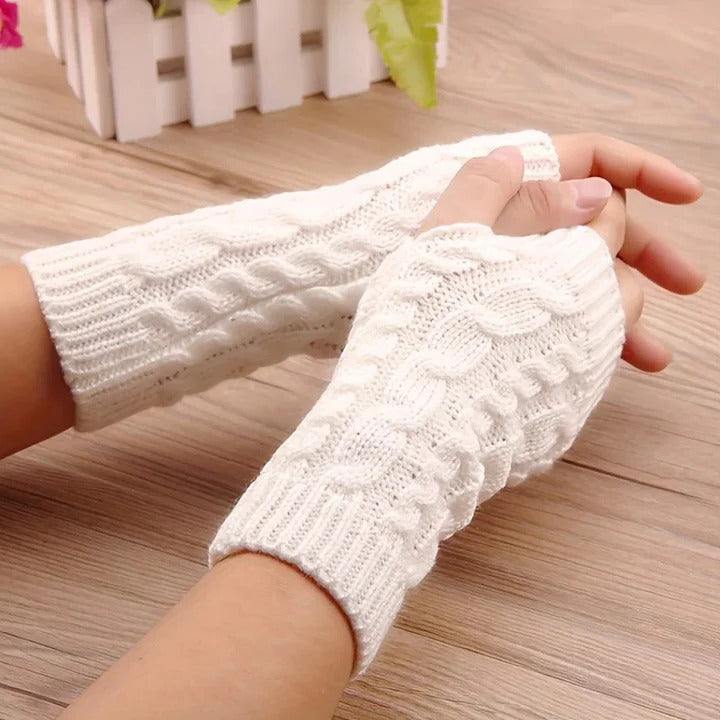 Womens gebreid vingerloos handschoenen, fleece gevoerd thermisch hand verwarmers met langdurig pols manchet