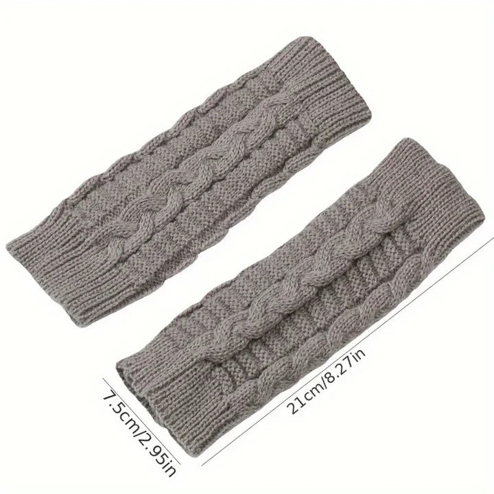Womens gebreid vingerloos handschoenen, fleece gevoerd thermisch hand verwarmers met langdurig pols manchet
