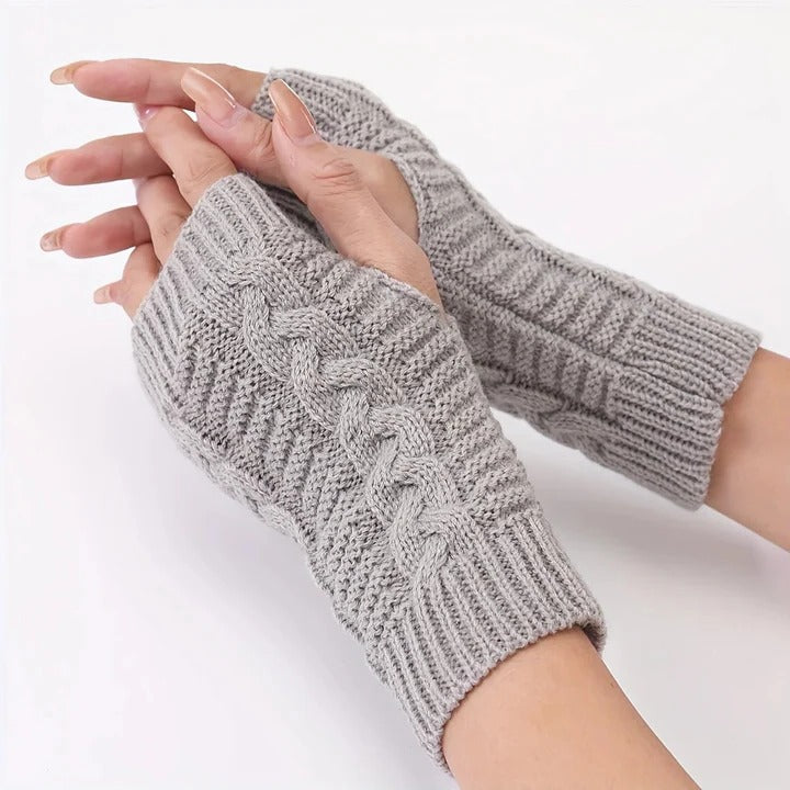 Womens gebreid vingerloos handschoenen, fleece gevoerd thermisch hand verwarmers met langdurig pols manchet