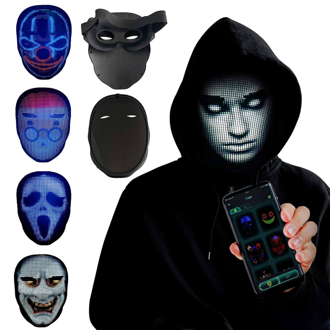 Slim ledmasker met gezichten die wisselen op muziek