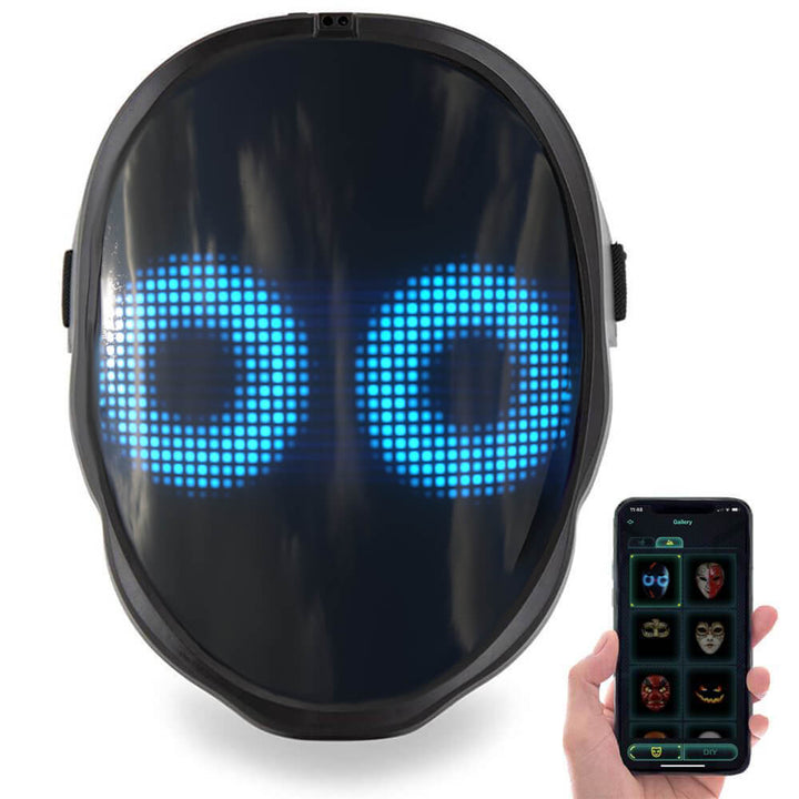 Slim ledmasker met gezichten die wisselen op muziek