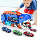Hollevo™ 2-in-1 dinosaurus-transporttruck met racebanen en 8 auto's